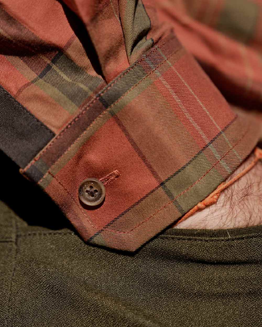 Arabian Spice Coloured Harkila Anker Long Sleeve Shirt on outdoor background