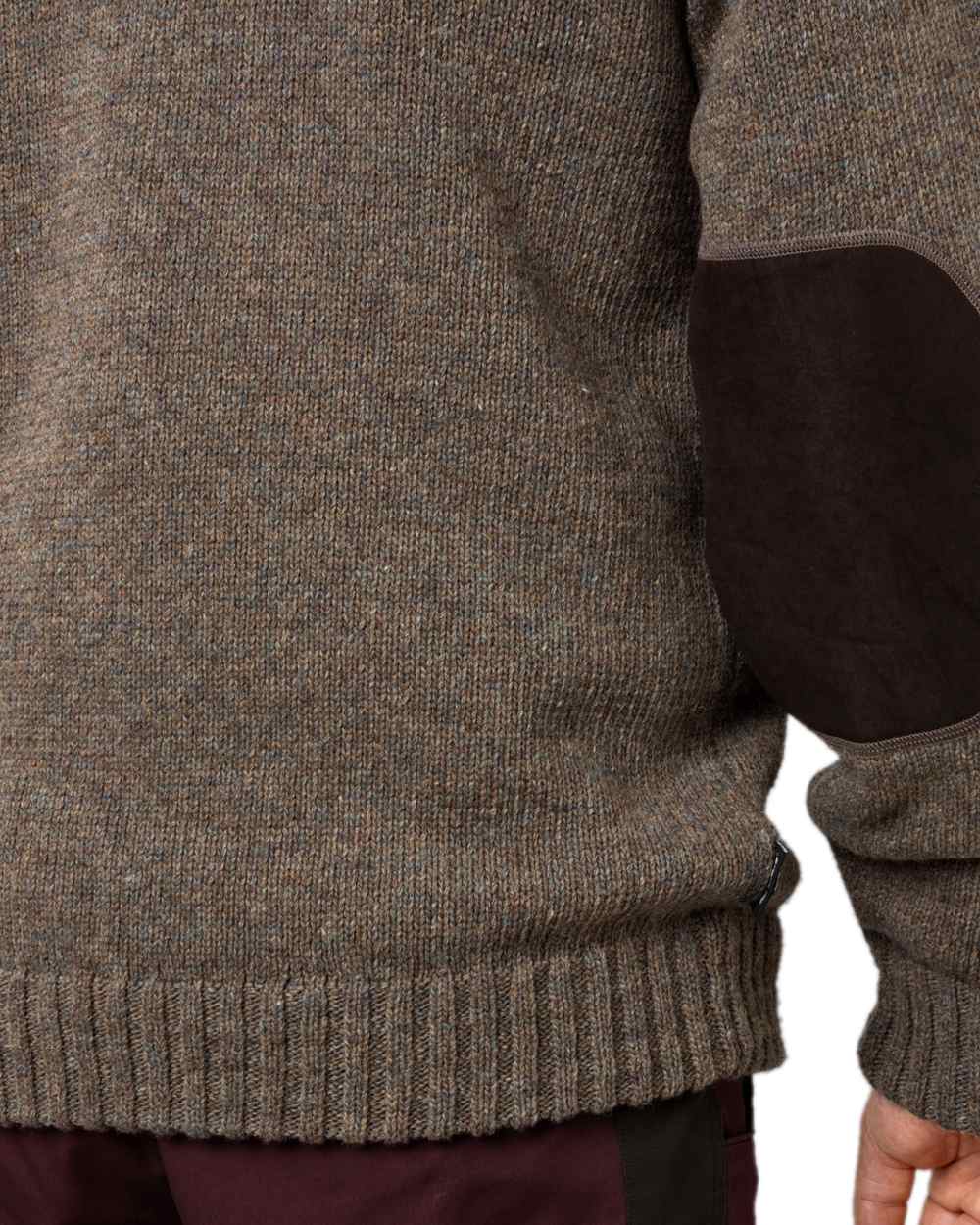 Dark Sand Coloured Harkila Annaboda 2.0 HSP Knit Pullover on white background