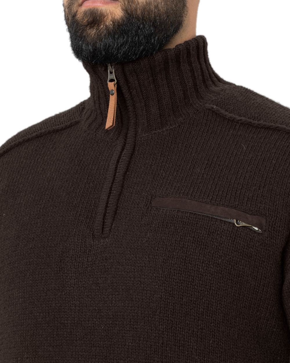 Demitasse Brown Coloured Harkila Annaboda 2.0 HSP Knit Pullover on white background