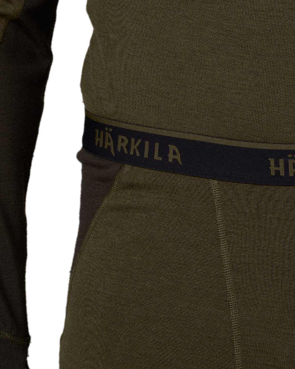 Willow Green Shadow Brown Coloured Harkila Base Warm Long Johns on white background