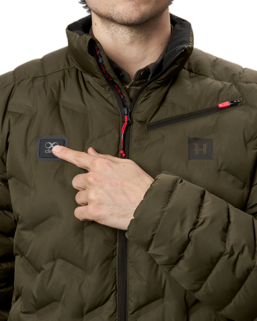 Willow Green Coloured Harkila Clim8 Insulated Jacket on white background