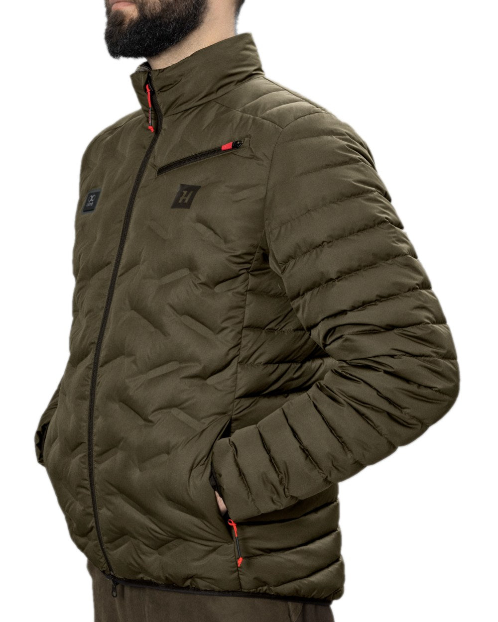 Willow Green Coloured Harkila Clim8 Insulated Jacket on white background