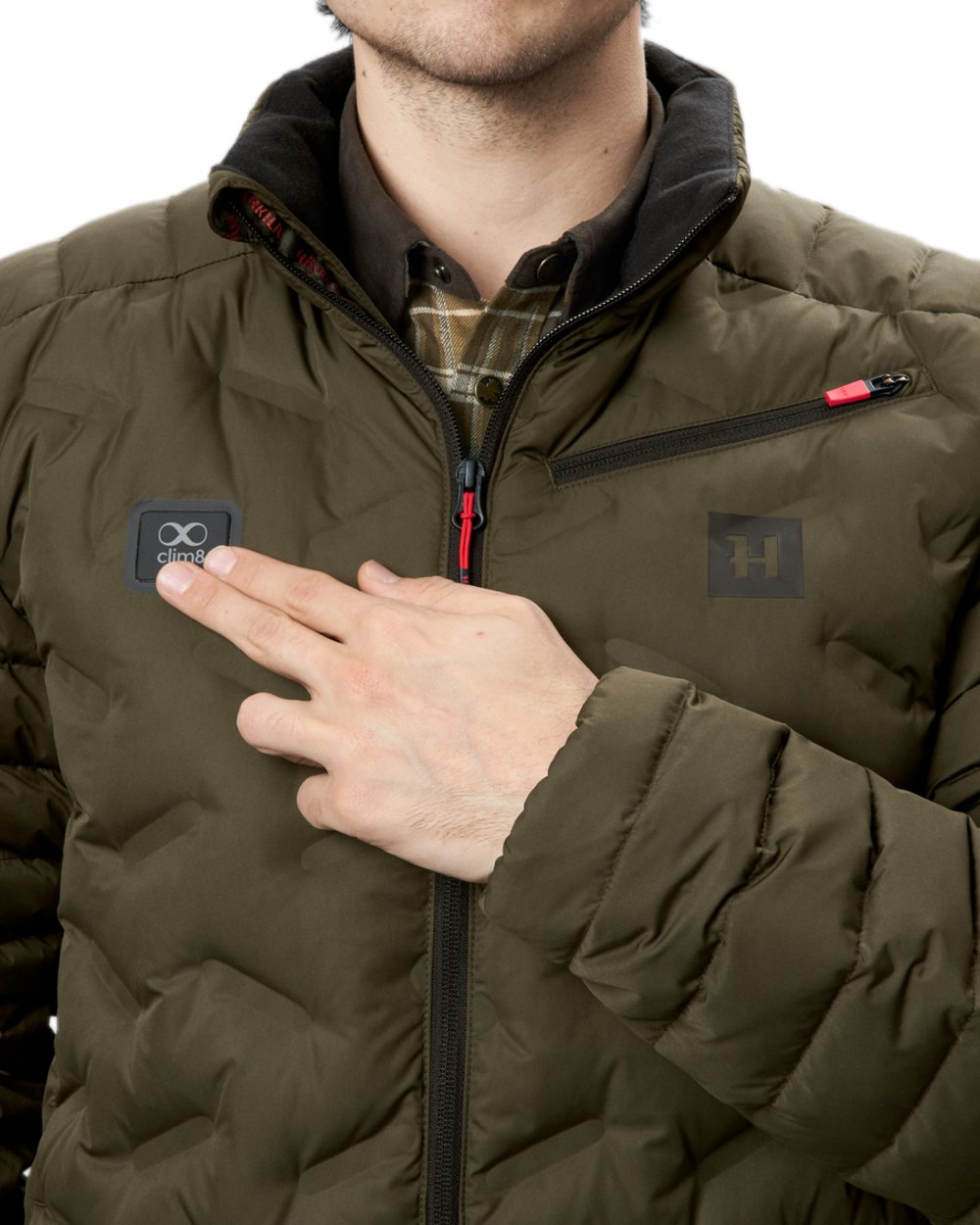 Willow Green Coloured Harkila Clim8 Insulated Jacket on white background