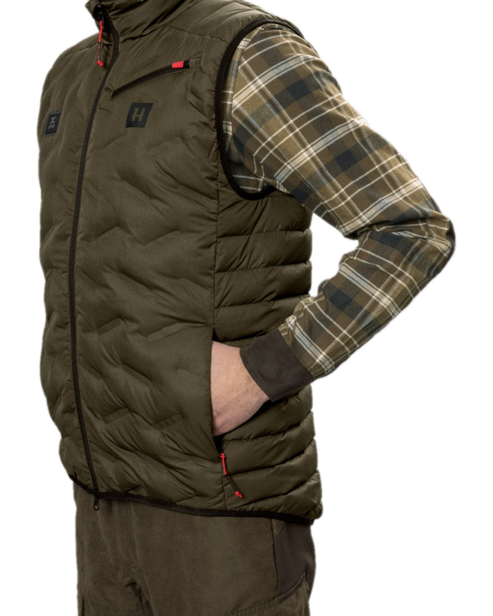 Willow Green Coloured Harkila Clim8 Insulated Waistcoat on white background
