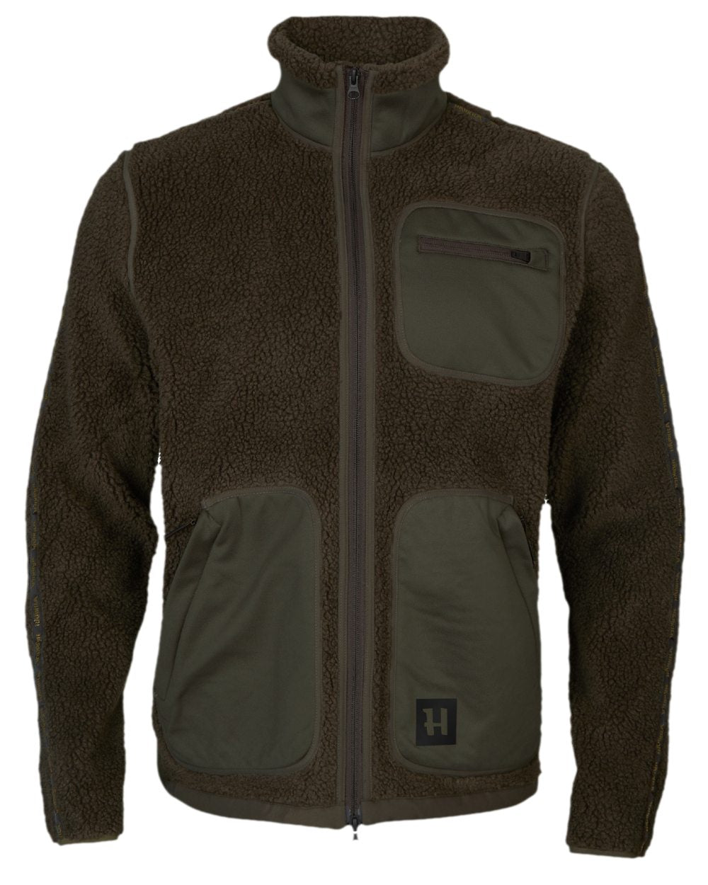 Shadow Grey Willow Green Coloured Harkila Rurik Teddy Fleece on white background