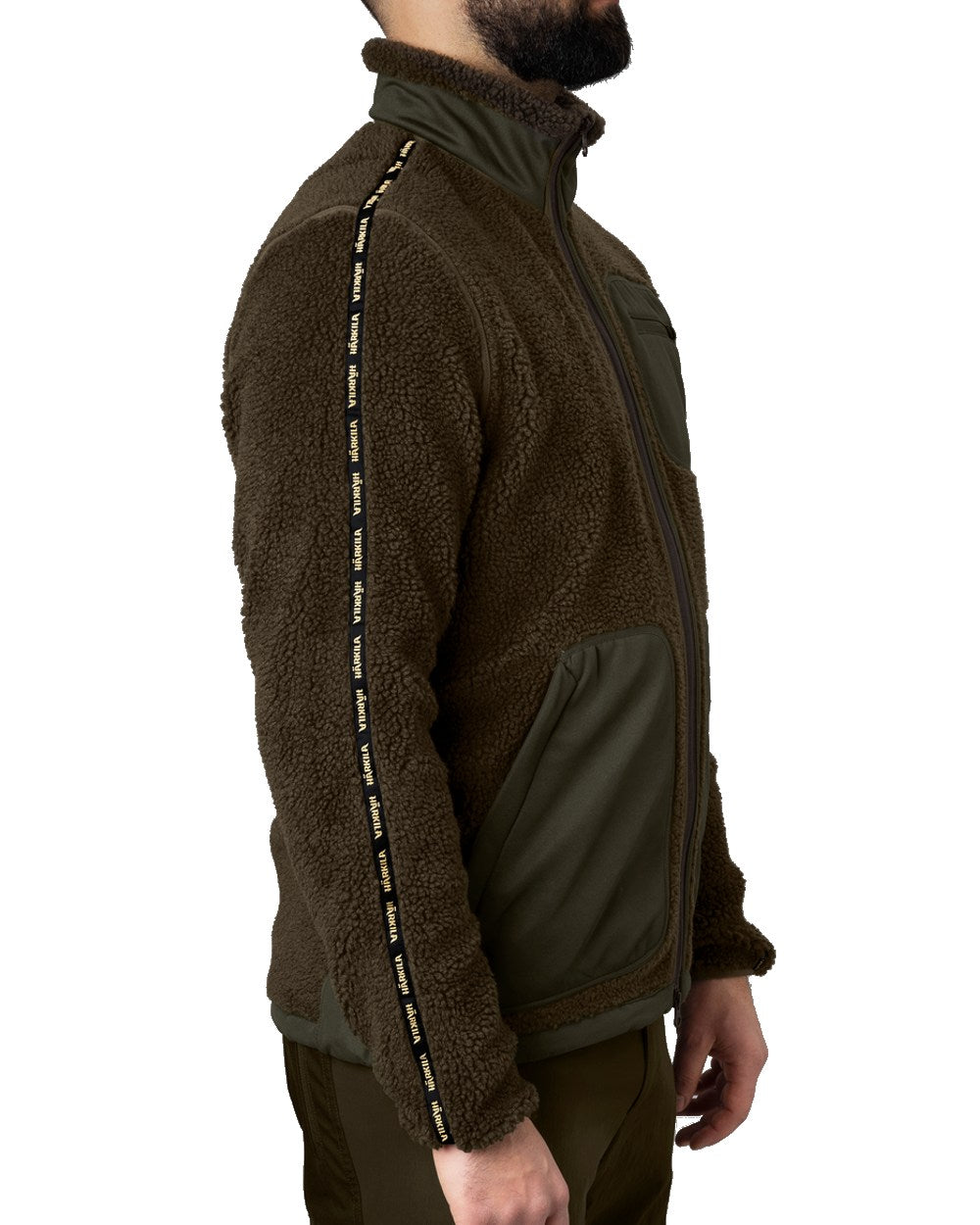 Shadow Grey Willow Green Coloured Harkila Rurik Teddy Fleece on white background