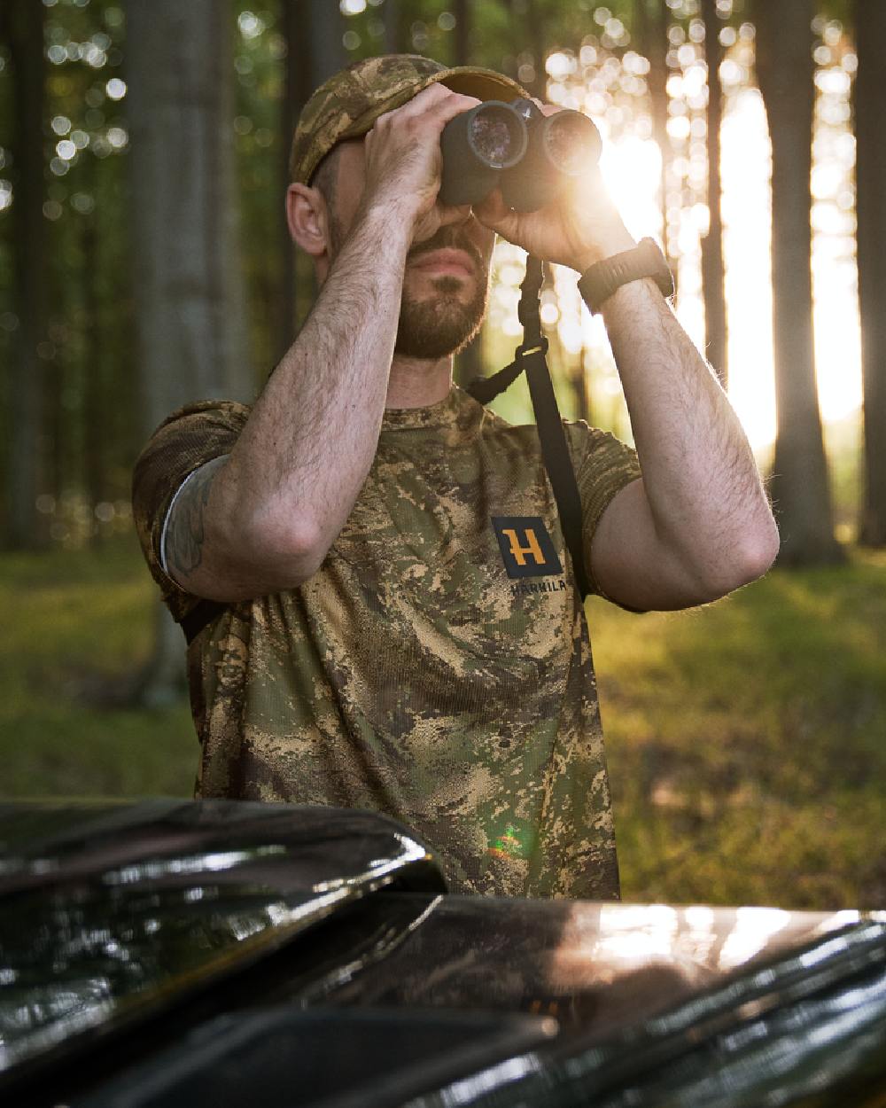 AXIS Forest Coloured Harkila Deer Stalker Camo Short Sleeve T-Shirt on outdoor background