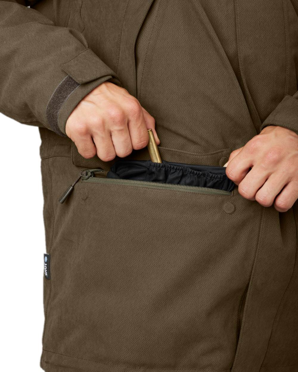 Willow Green Coloured Harkila Driven Hunt HWS Insulated Jacket on white background