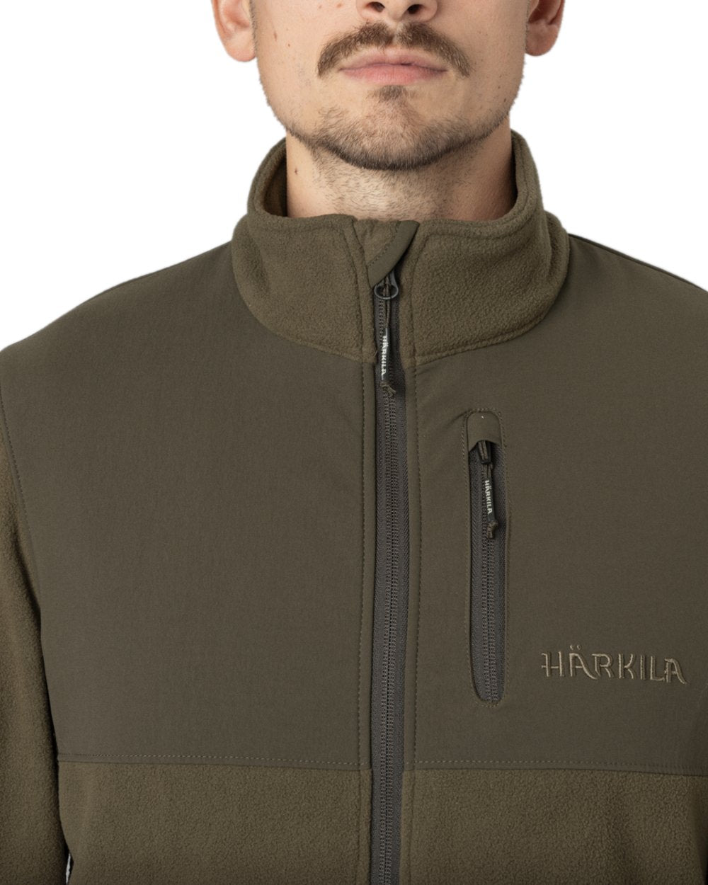 Light Willow Green Coloured Harkila Fjell Fleece Jacket on white background