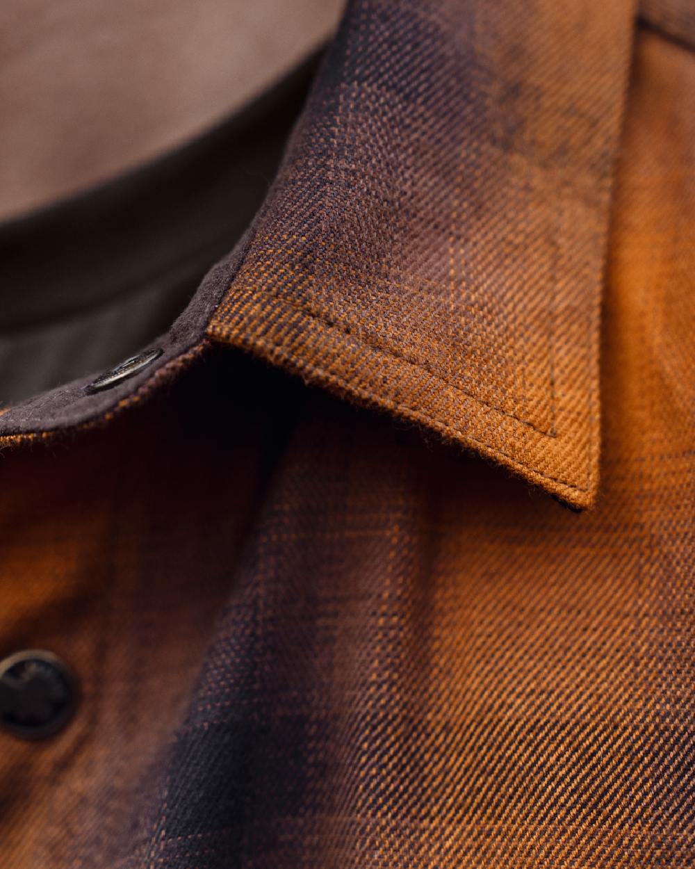 Maple Check coloured Harkila Folke Long Sleeve Shirt collar close up