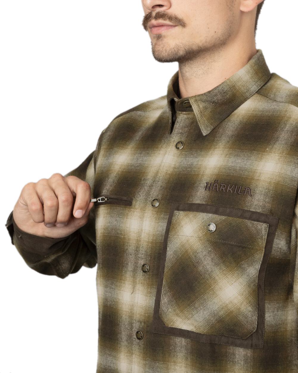 Willow Green Coloured Harkila Folke Shirt Jacket on white background