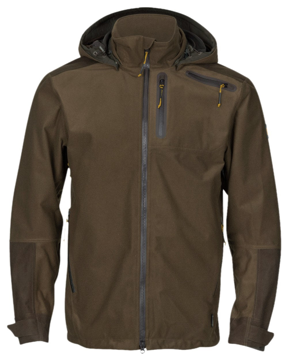 Hunting Green Shadow Brown Coloured Harkila Forest Hunter GTX Jacket on white background