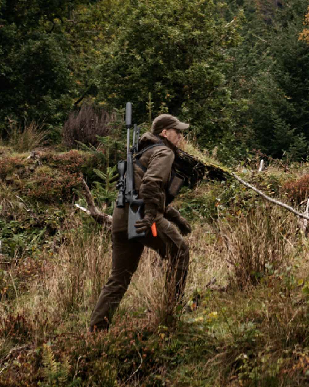 Hunting Green Shadow Brown Coloured Harkila Forest Hunter GTX Jacket on outdoor background