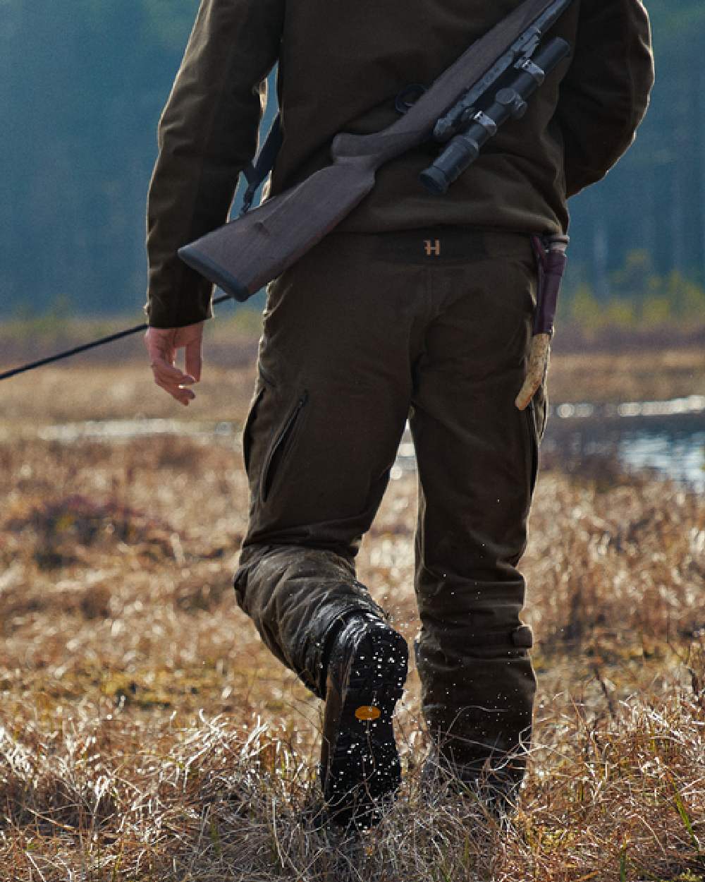 Willow Green Coloured Harkila Forest Hunter Hi GTX Boots on outdoor background