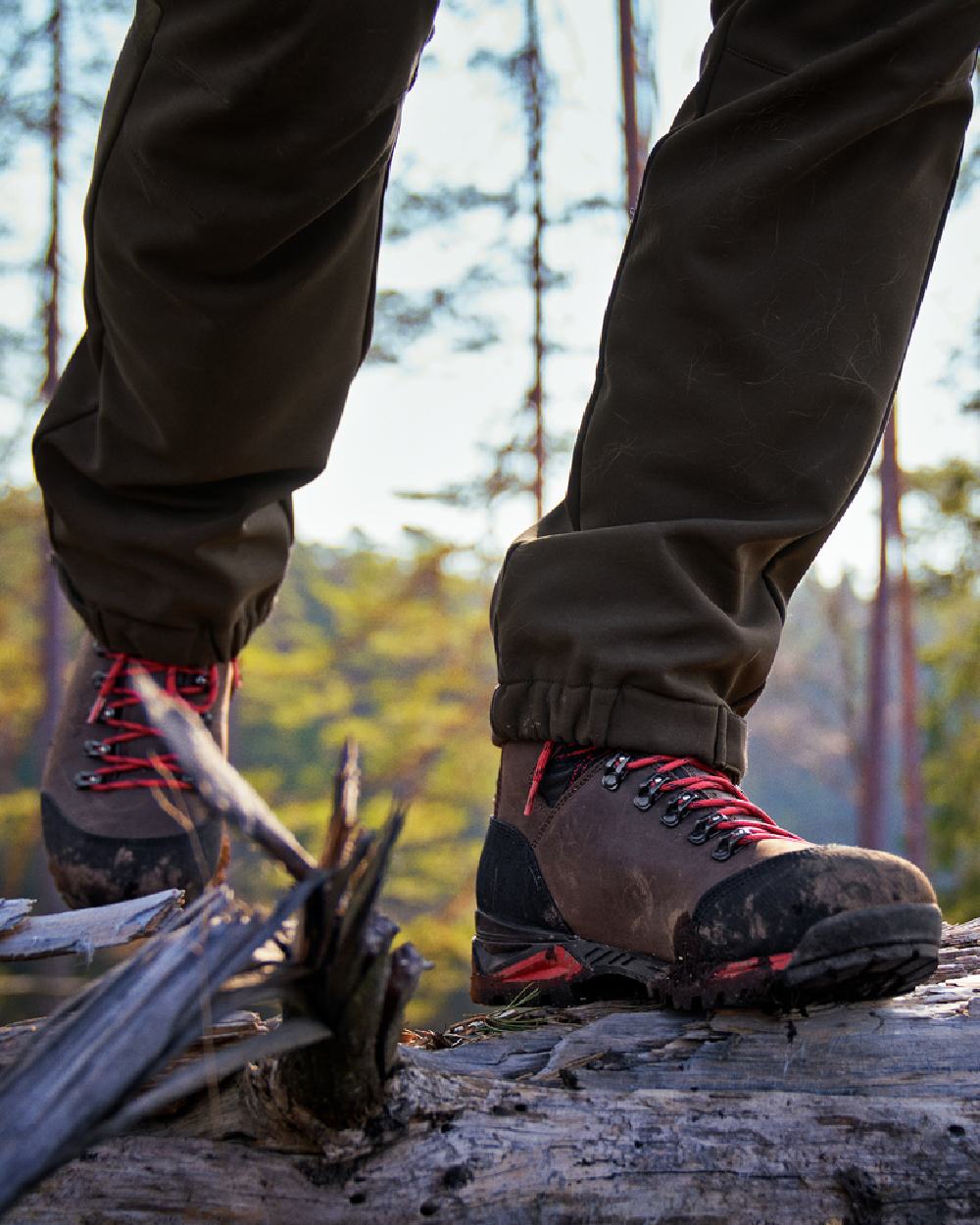 Dark Brown Coloured Harkila Forest Hunter Mid GTX Boots on outdoor background
