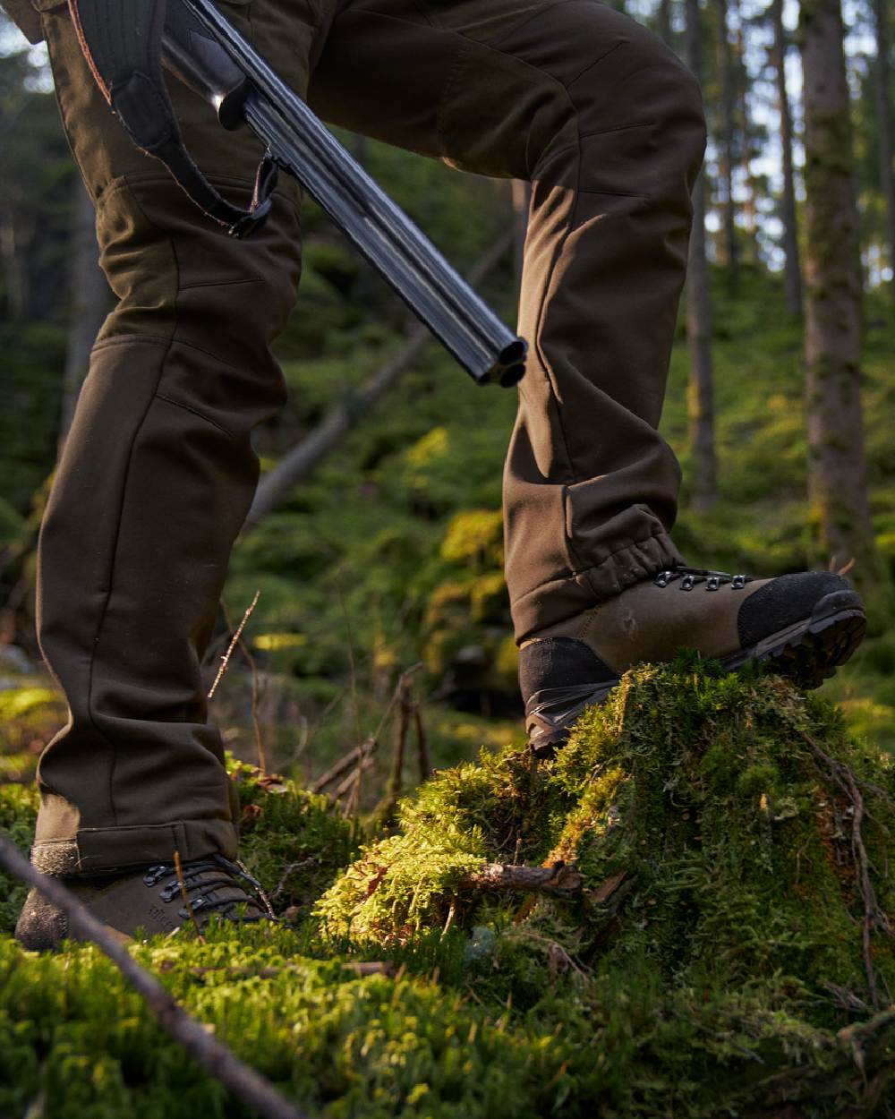 Willow Green Coloured Harkila Forest Hunter Mid GTX Boots on outdoor background