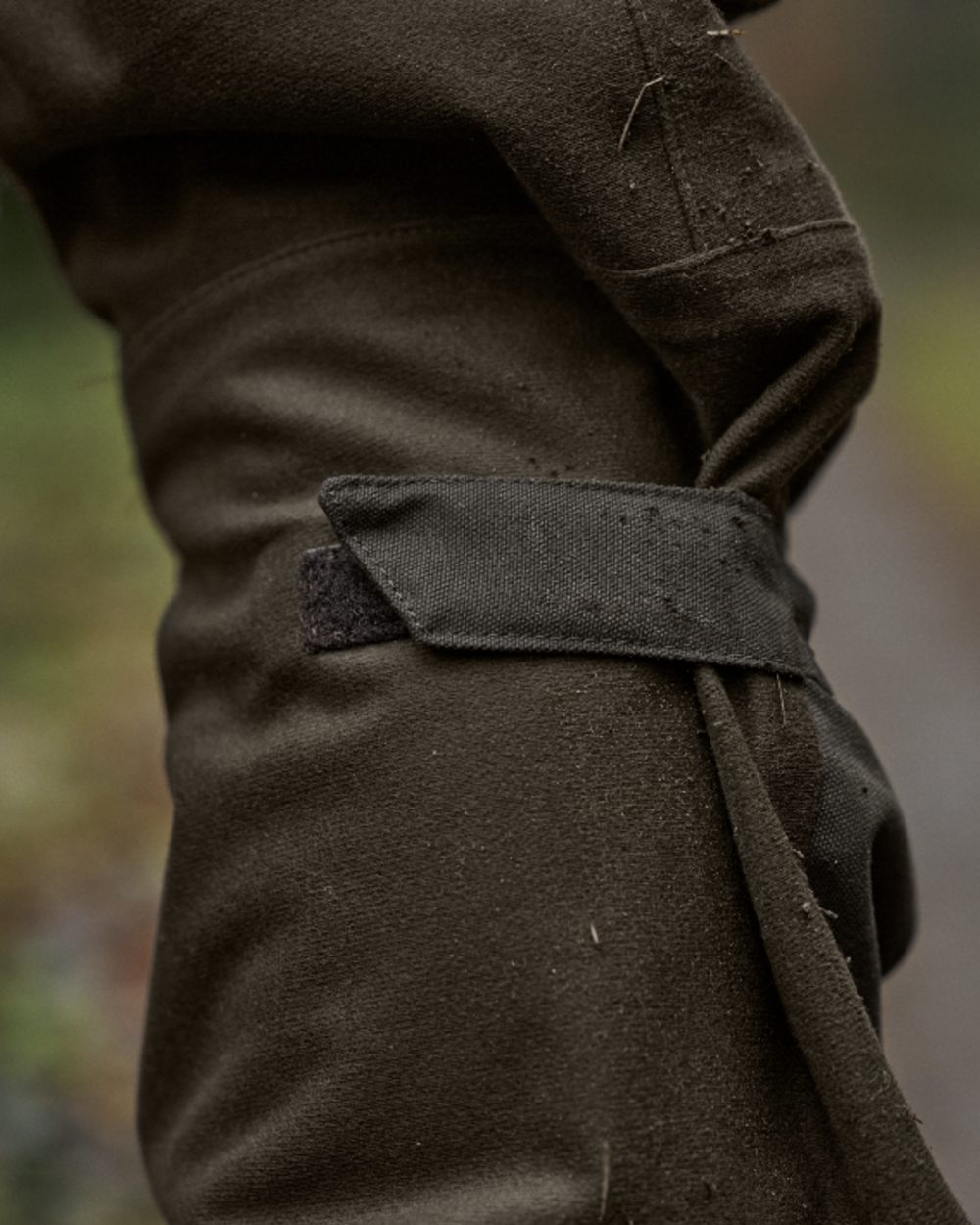 Hunting Green Shadow Brown Coloured Harkila Forest Hunter Pro GTX Trousers on outdoor background