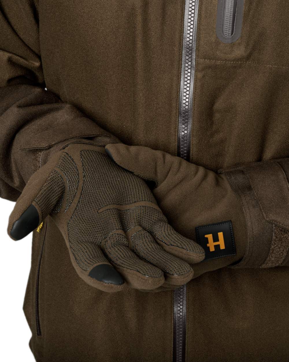 Hunting Green Shadow Brown Coloured Harkila Forest Hunter WSP Gloves on outdoor background