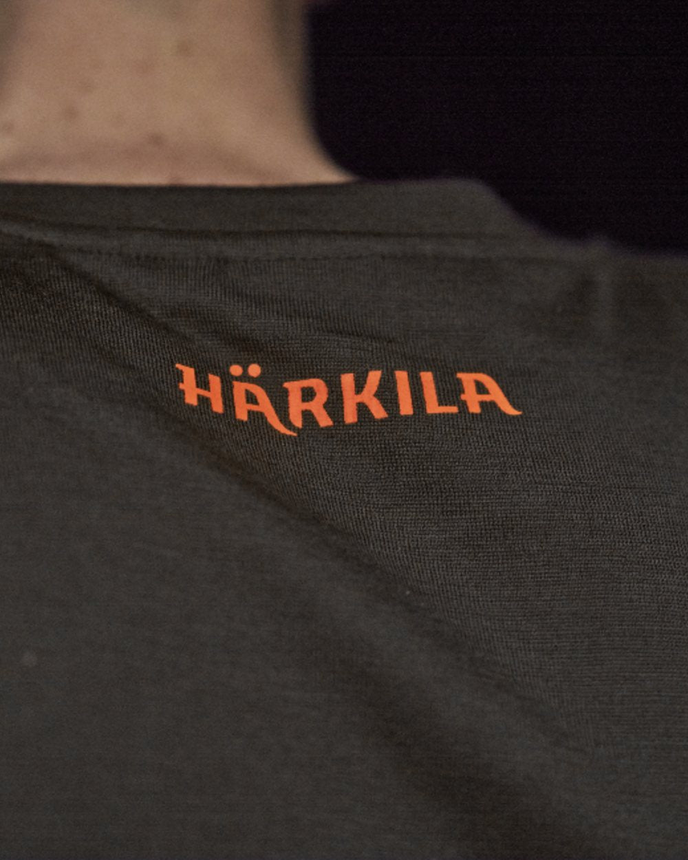Shadow Brown Wildboar Coloured Harkila Game Long Sleeve T-Shirt on outdoor background