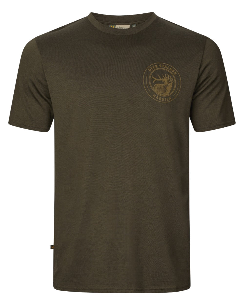 Willow Green Stag Coloured Harkila Game Short Sleeve T-Shirt on white background