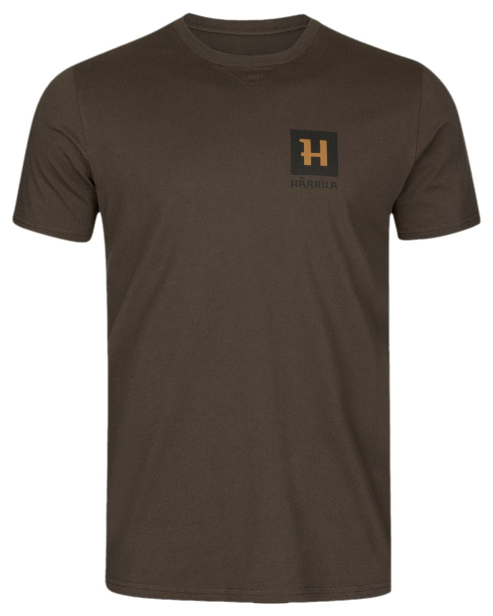 Shadow Brown Coloured Harkila Gorm Short Sleeved T-Shirt on white background