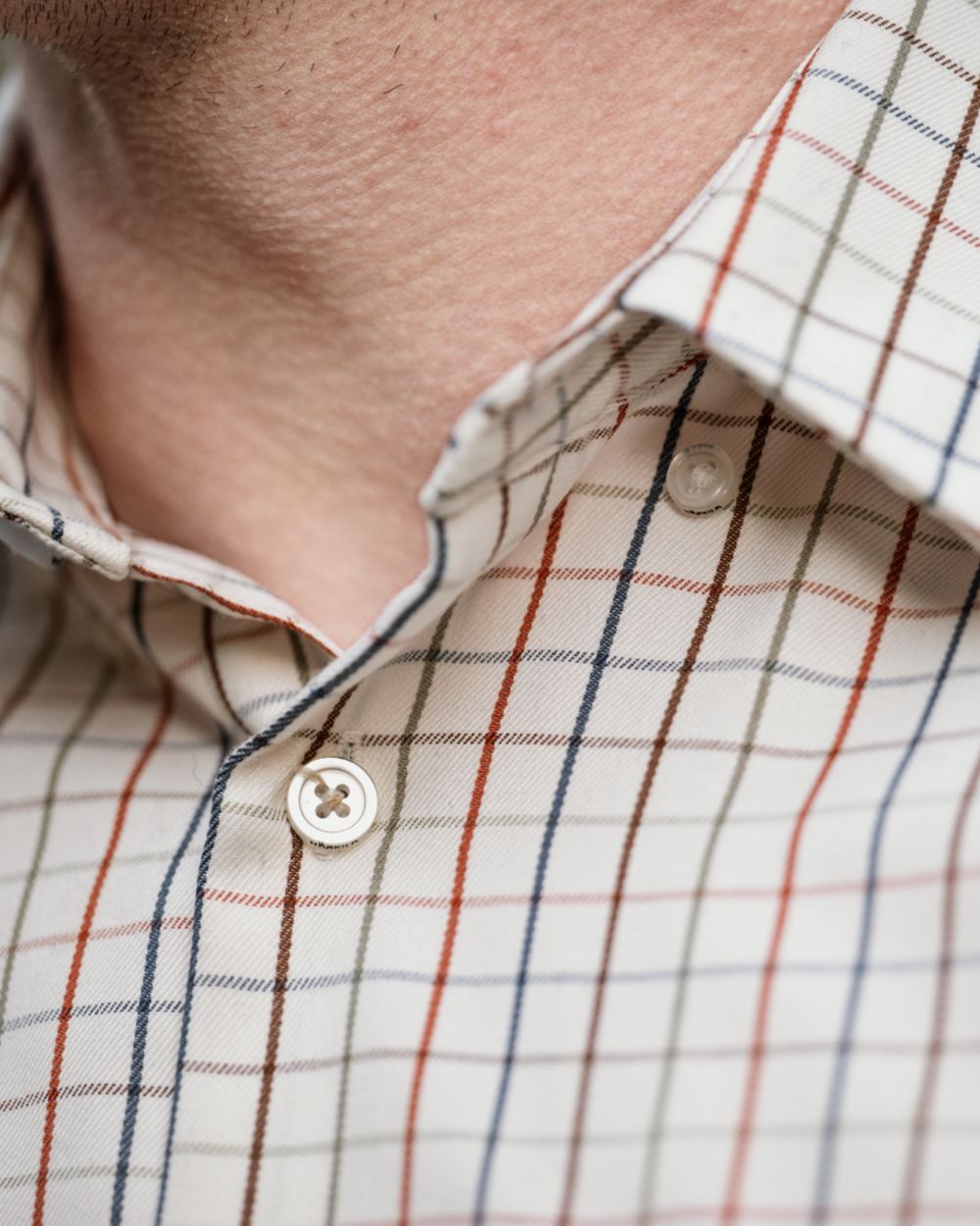 Arabian Spice Check coloured Harkila Haywood Wool Blend Long Sleeve Shirt on outdoor background