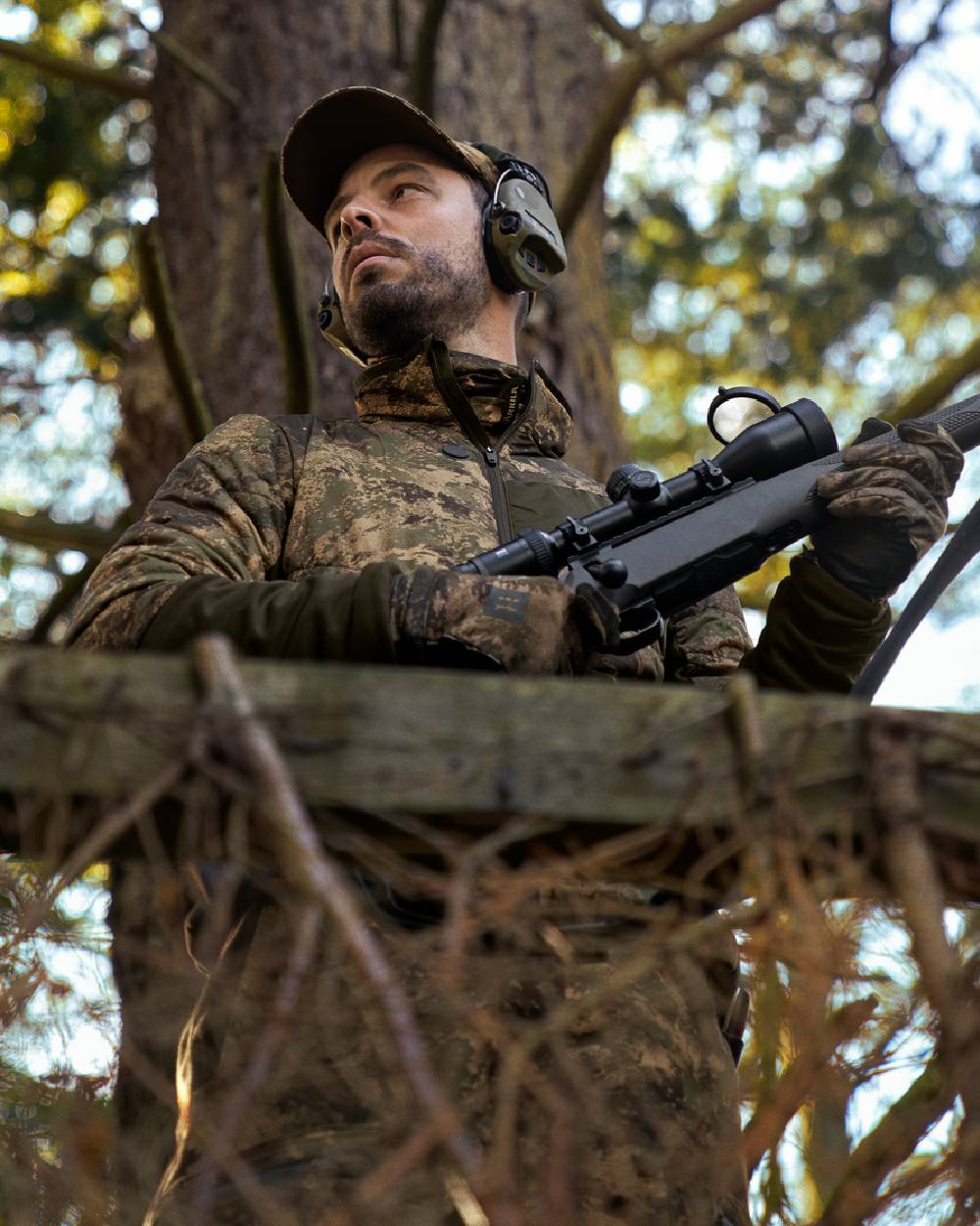 AXIS Forest Coloured Harkila Heat Camo Jacket on forest background