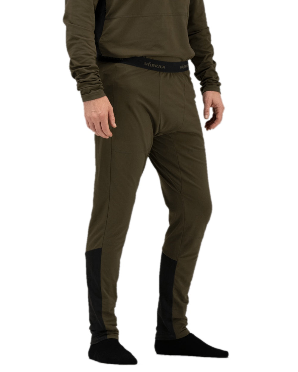 Willow Green Black Coloured Harkila Heat Long Johns on white background
