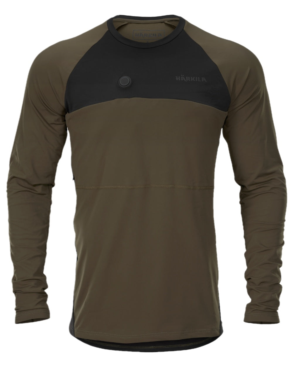 Willow Green Black Coloured Harkila Heat Long Sleeve T-Shirt on white background