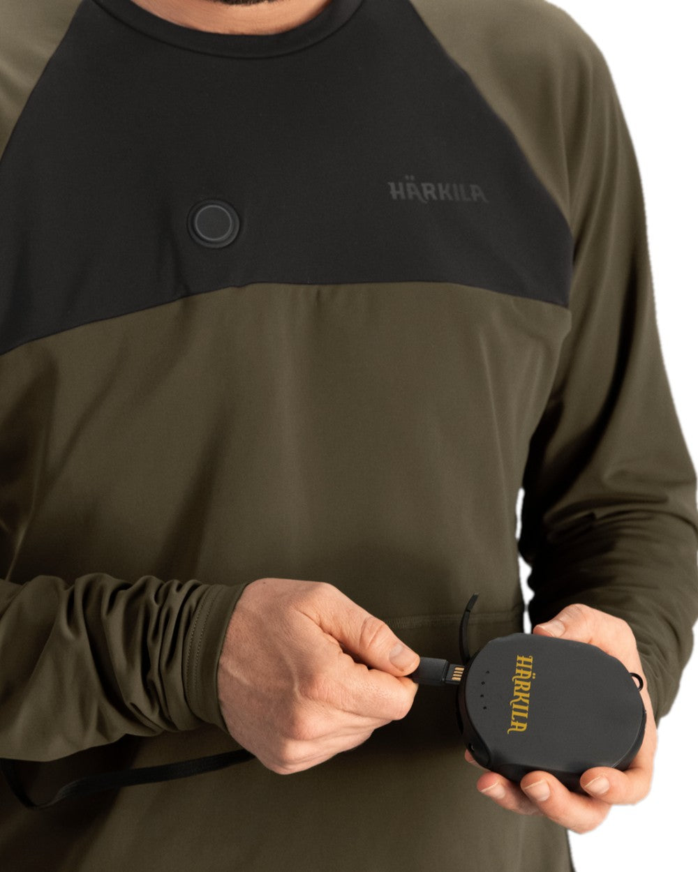 Willow Green Black Coloured Harkila Heat Long Sleeve T-Shirt on white background