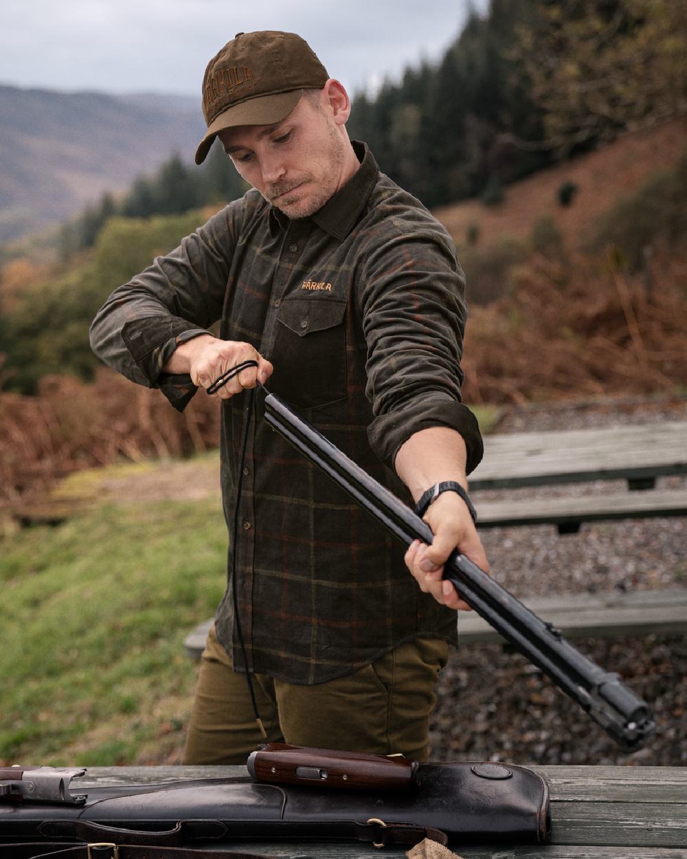 Phantom Coloured Harkila Kaldfjord Corduroy Check Shirt on forest background