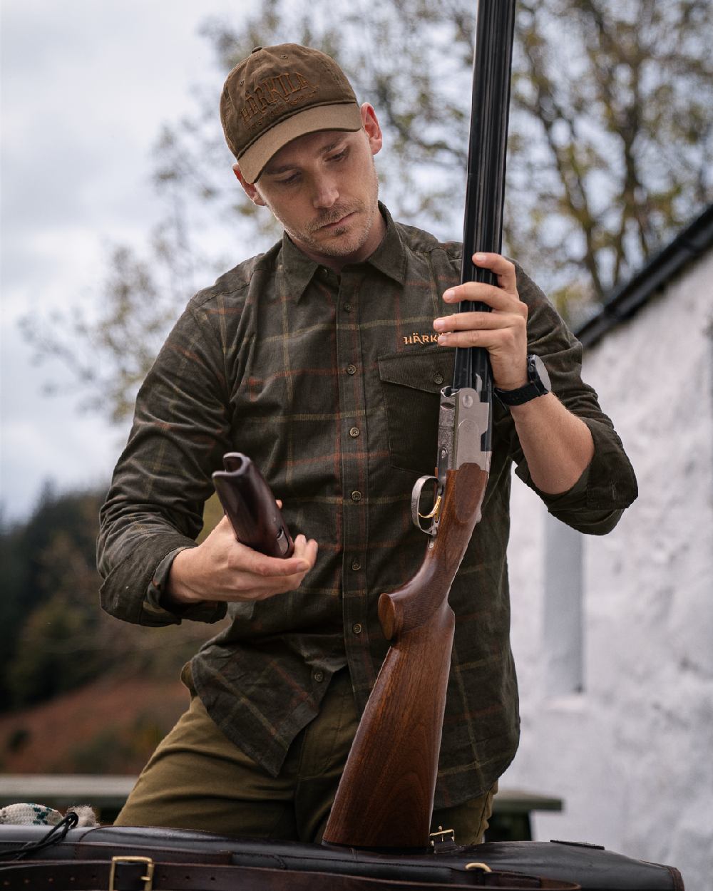 Phantom Coloured Harkila Kaldfjord Corduroy Check Shirt on forest background