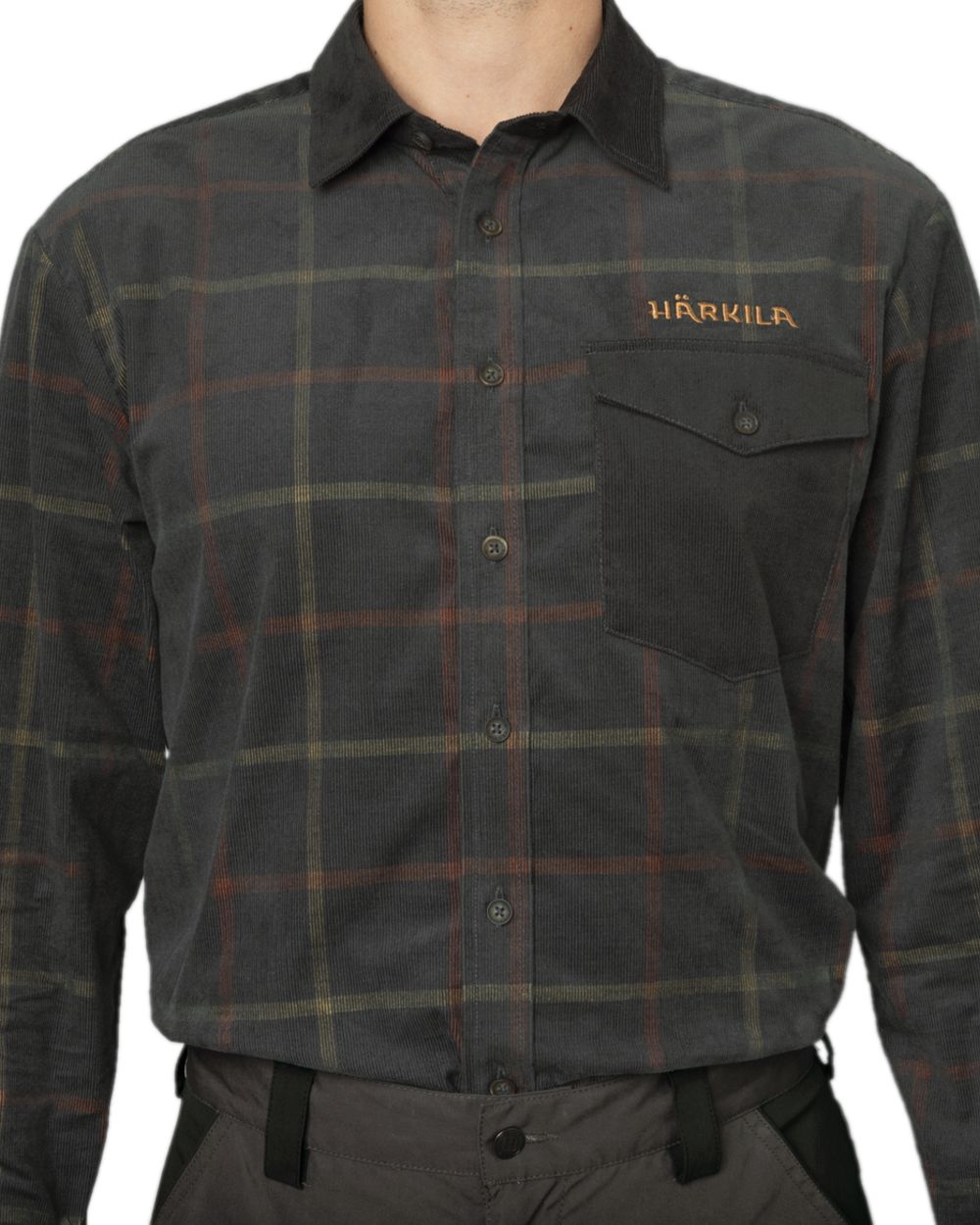 Phantom Coloured Harkila Kaldfjord Corduroy Check Shirt on white background