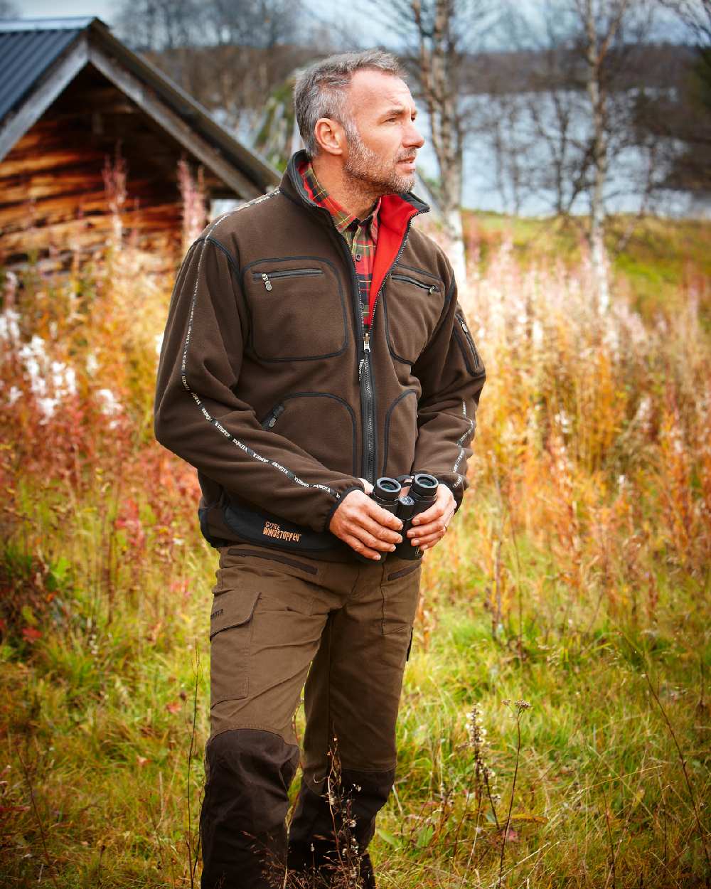 Brown Red Coloured Harkila Kamko Fleece on outdoor background