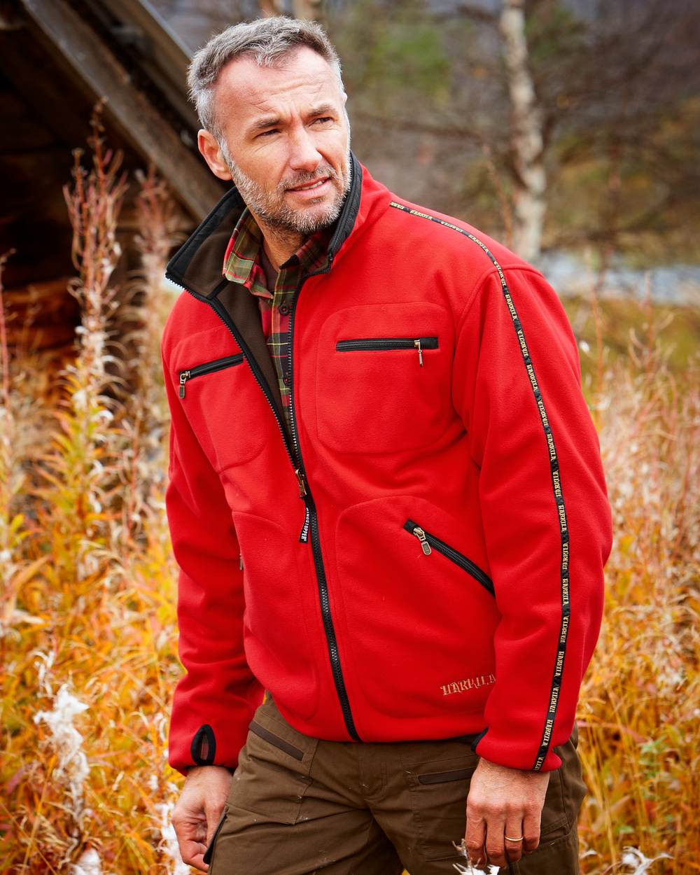 Brown Red Coloured Harkila Kamko Fleece on outdoor background