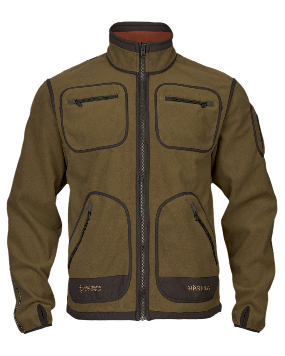 Dark Olive Arabian Spice Coloured Harkila Kamko Fleece on white background