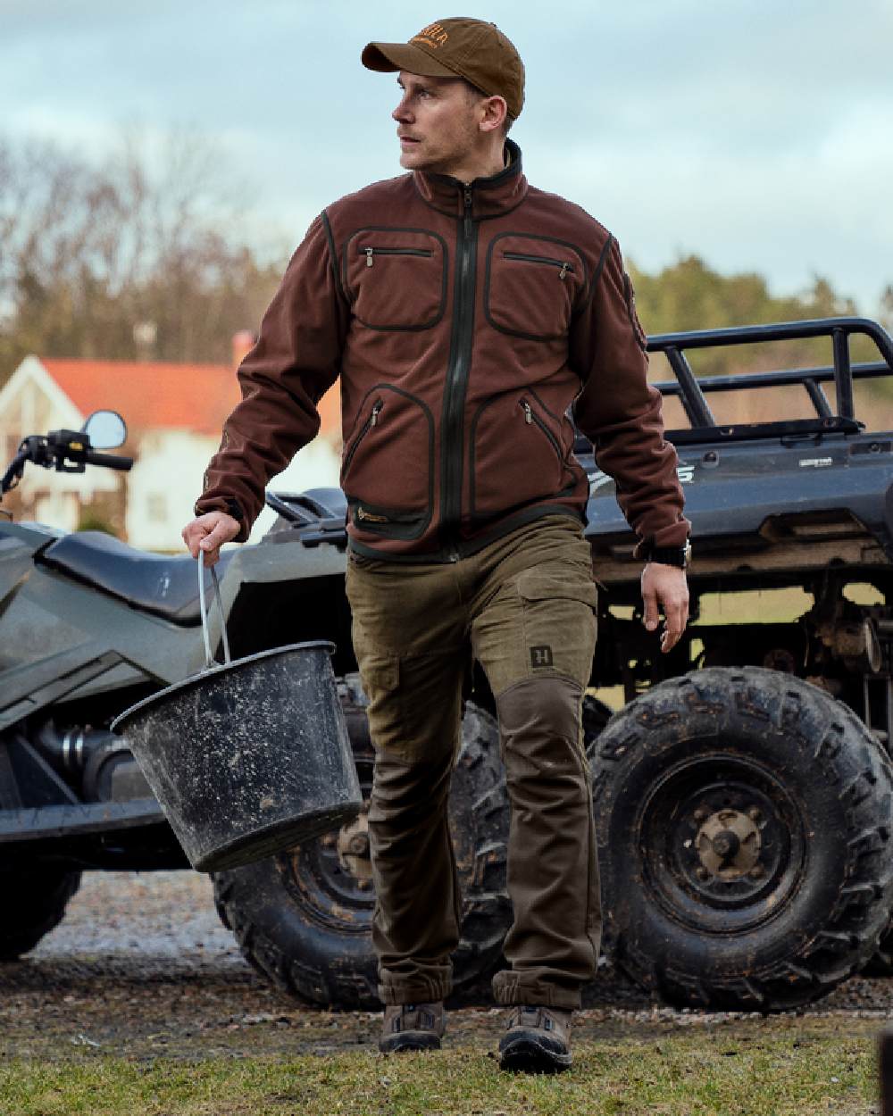 Green Bordeaux Coloured Harkila Kamko Fleece on outdoor background