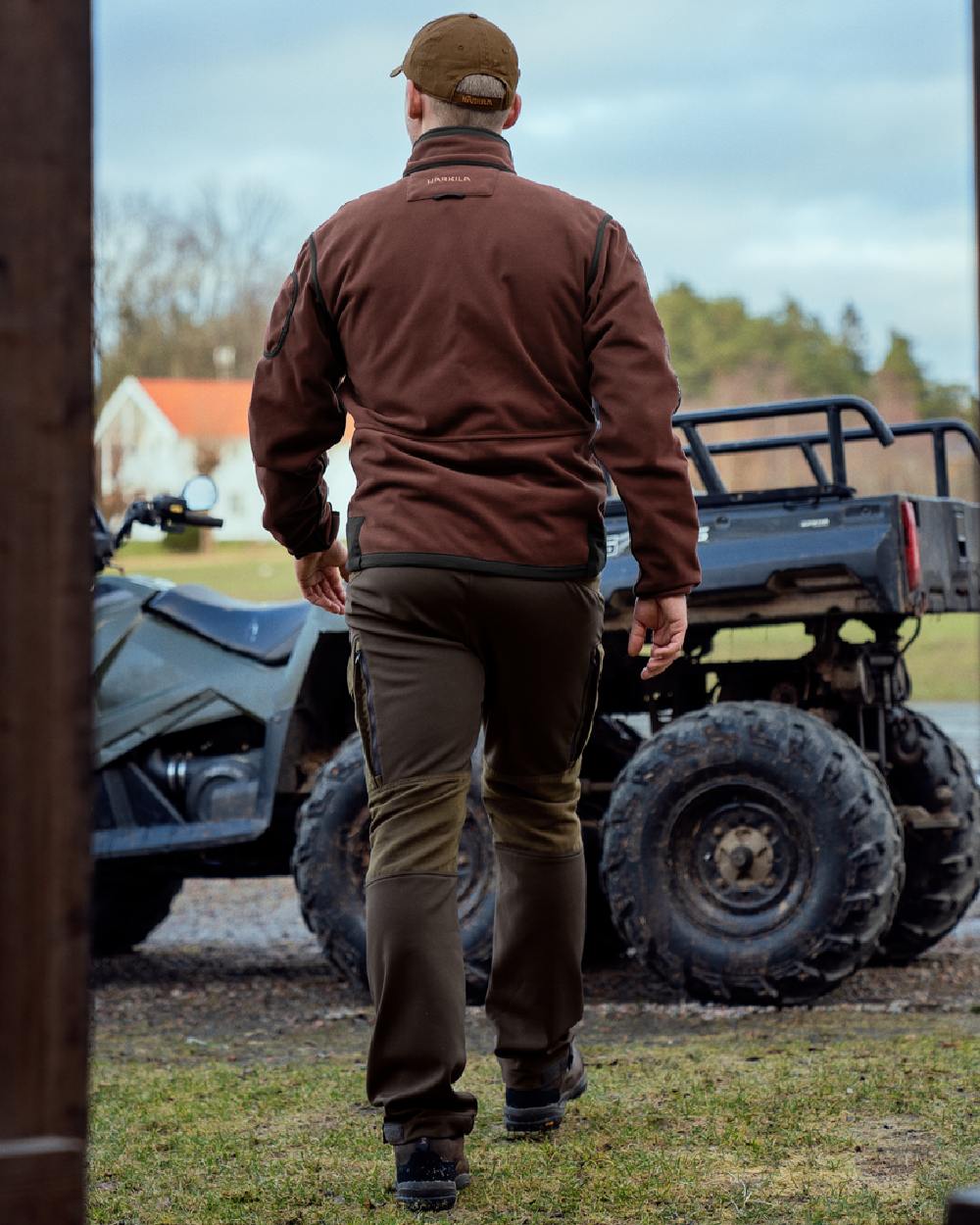 Green Bordeaux Coloured Harkila Kamko Fleece on outdoor background