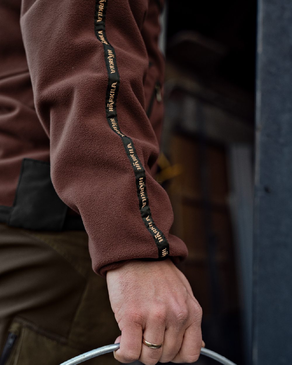 Green Bordeaux Coloured Harkila Kamko Fleece on outdoor background