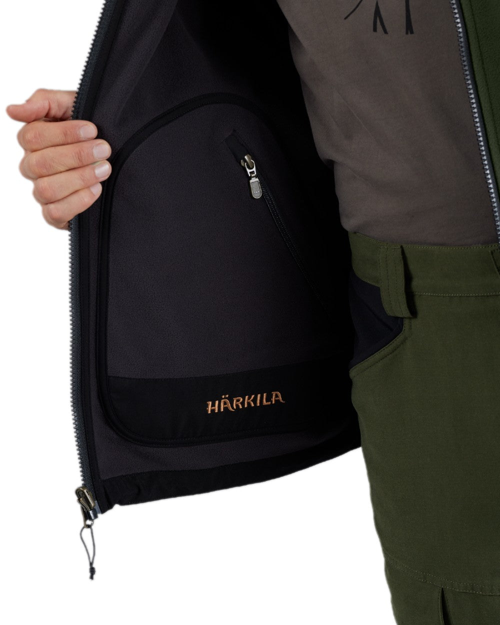 Grey Green Coloured Harkila Kamko Fleece on white background