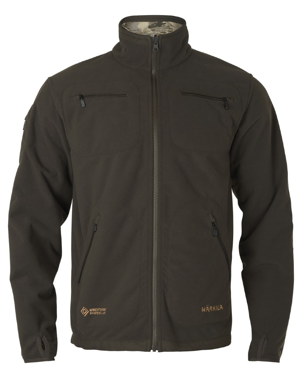 Axis MSP Mountain Shadow Brown Coloured Harkila Kamko Mountain WSP Reversible Fleece Jacket on white background