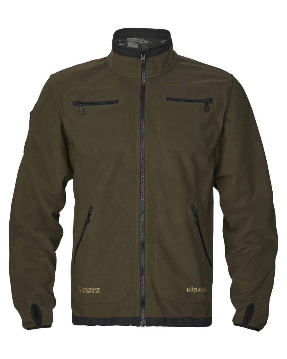 Axis MSP Black Willow Green Coloured Harkila Kamko NOCTYX WSP Reversible Fleece Jacket on white background