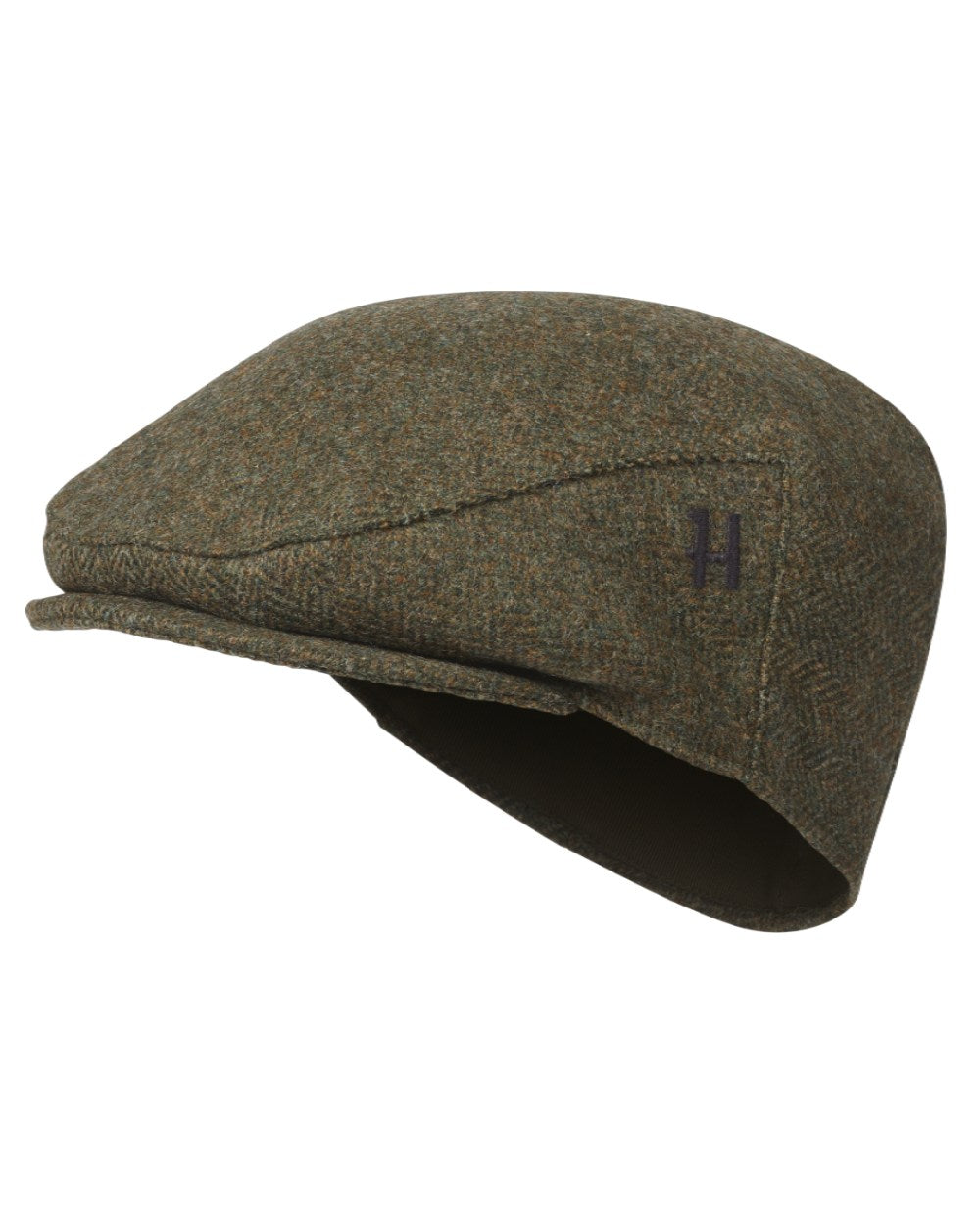 Forest Green Herringbone Coloured Harkila Kenmore Classic Flat Cap on white background