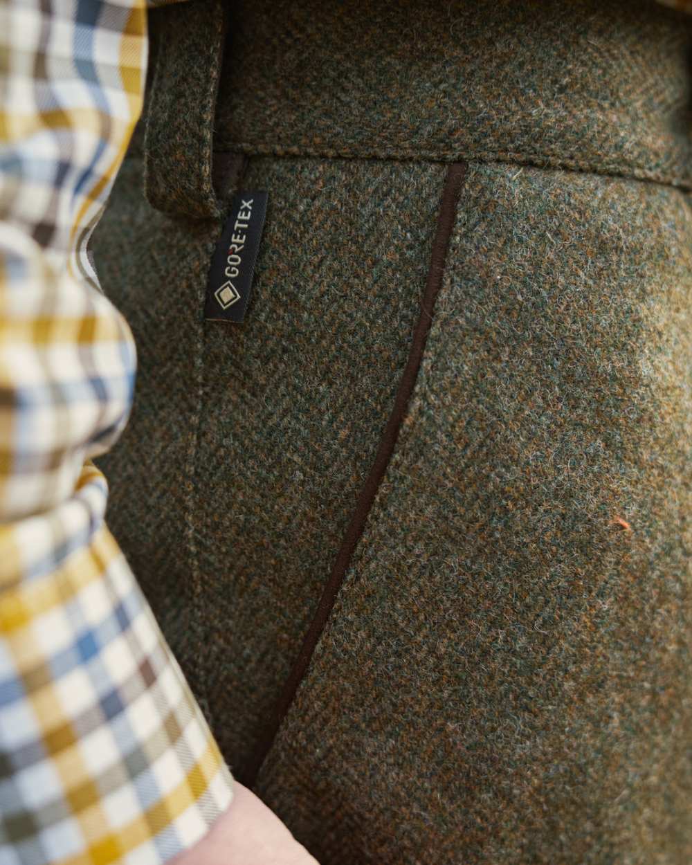 Forest Green Herringbone coloured Harkila Kenmore GTX Breeks on white background