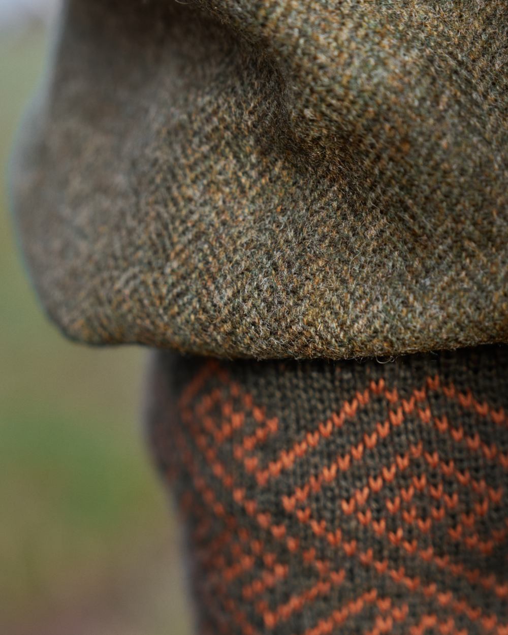 Forest Green Herringbone coloured Harkila Kenmore GTX Breeks on outdoor background