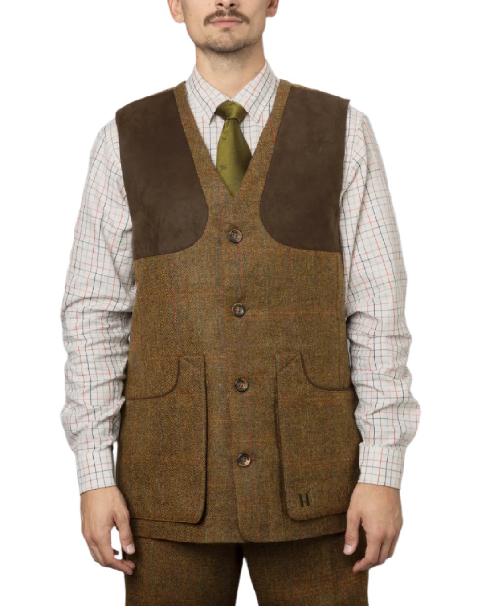 Terragon Brown Coloured Harkila Kenmore Shooting Waistcoat on white background