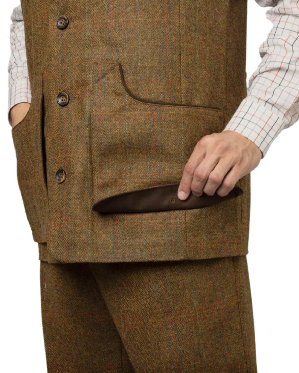 Terragon Brown Coloured Harkila Kenmore Shooting Waistcoat on white background