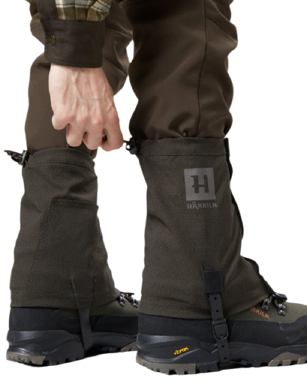 Shadow Brown Coloured Harkila Ledge Gaiters on white background