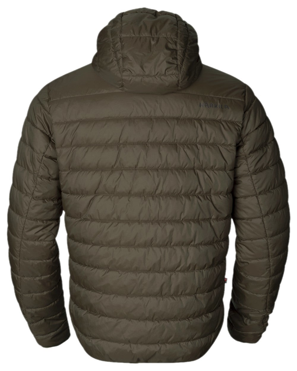 Willow Green Coloured Harkila Logmar Insulated Packable Hooded Jacket on white background