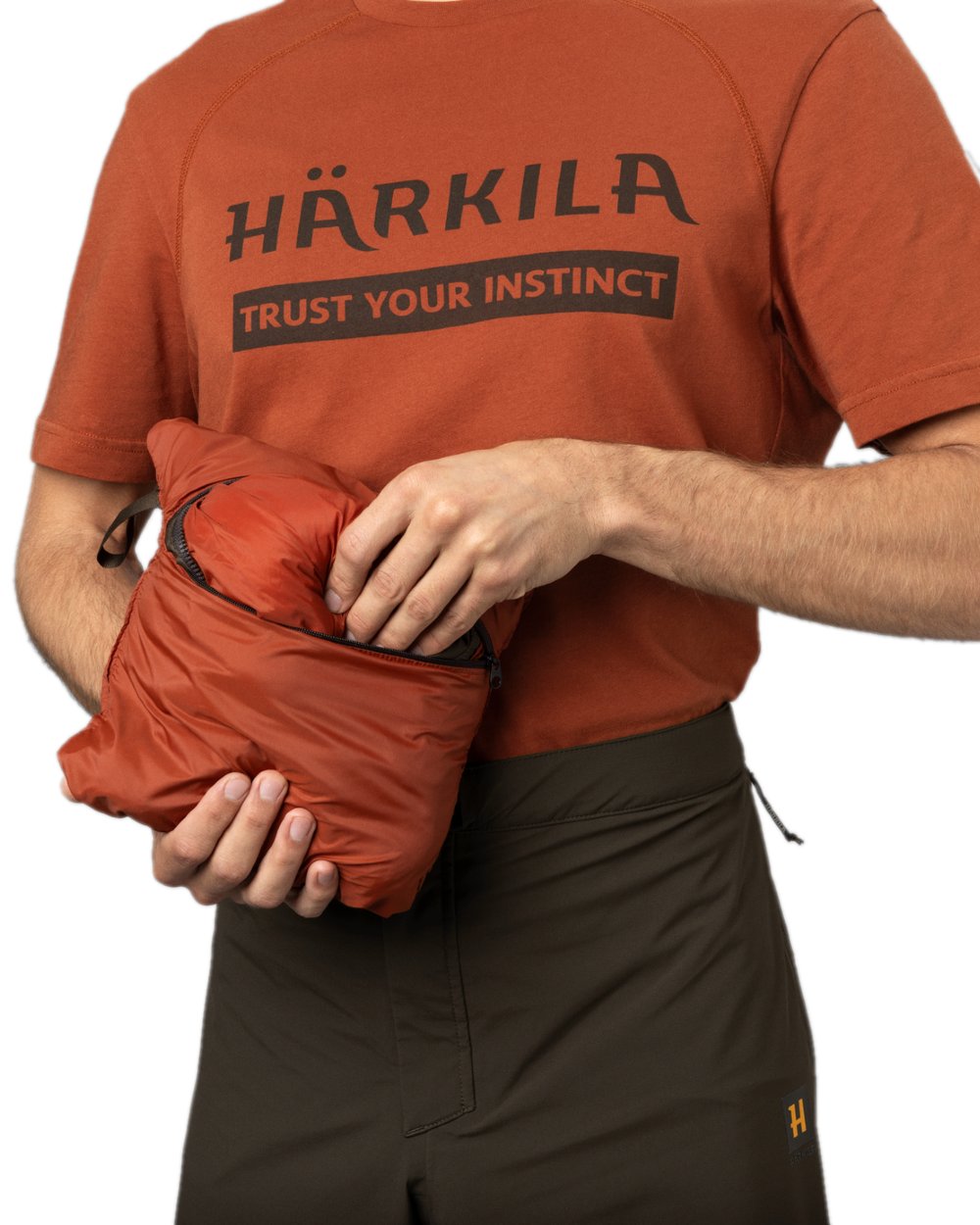 Willow Green Coloured Harkila Logmar Insulated Packable Waistcoat on white background